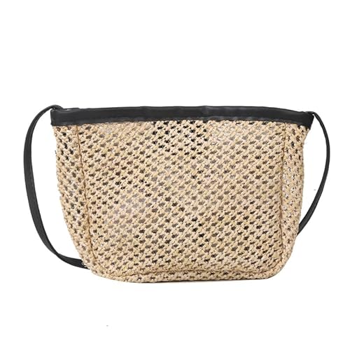 JinweiS Damen Strohtasche mit großer Kapazität, Schultertasche für Sommer, Strandurlaub, schickes Webdesign, 16 x 5,5 x 14 cm, Schwarz JinweiS Damen Strohtasche mit großer Kapazität, Schultertasche für Sommer, Strandurlaub, schickes Webdesign, 16 x 5,5 x 14 cm, Schwarz von JinweiS