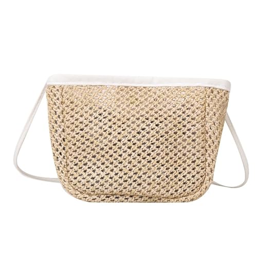 JinweiS Damen Strohtasche mit großer Kapazität, Schultertasche für Sommer, Strandurlaub, schickes Webdesign, 16 x 5,5 x 14 cm, Weiß JinweiS Damen Strohtasche mit großer Kapazität, Schultertasche für Sommer, Strandurlaub, schickes Webdesign, 16 x 5,5 x 14 cm, Weiß von JinweiS