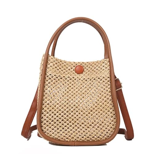 JinweiS Damen Strohtasche mit großer Kapazität, Schultertasche für Sommer, Strandurlaub, schickes Webdesign, 17 x 10 x 17 cm, Braun JinweiS Damen Strohtasche mit großer Kapazität, Schultertasche für Sommer, Strandurlaub, schickes Webdesign, 17 x 10 x 17 cm, Braun von JinweiS