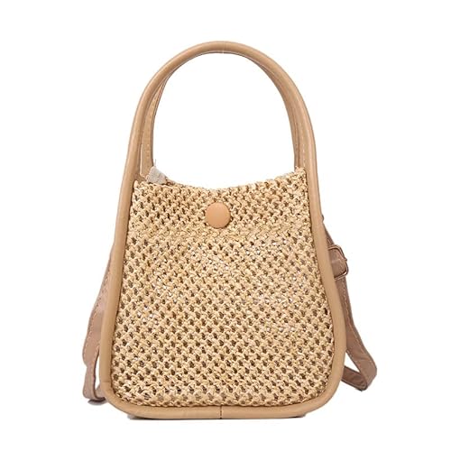 JinweiS Damen Strohtasche mit großer Kapazität, Schultertasche für Sommer, Strandurlaub, schickes Webdesign, 17 x 10 x 17 cm, Khaki JinweiS Damen Strohtasche mit großer Kapazität, Schultertasche für Sommer, Strandurlaub, schickes Webdesign, 17 x 10 x 17 cm, Khaki von JinweiS
