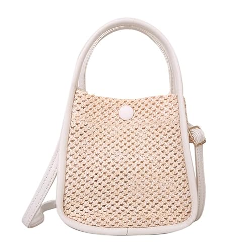 JinweiS Damen Strohtasche mit großer Kapazität, Schultertasche für Sommer, Strandurlaub, schickes Webdesign, 17 x 10 x 17 cm, Weiß JinweiS Damen Strohtasche mit großer Kapazität, Schultertasche für Sommer, Strandurlaub, schickes Webdesign, 17 x 10 x 17 cm, Weiß von JinweiS