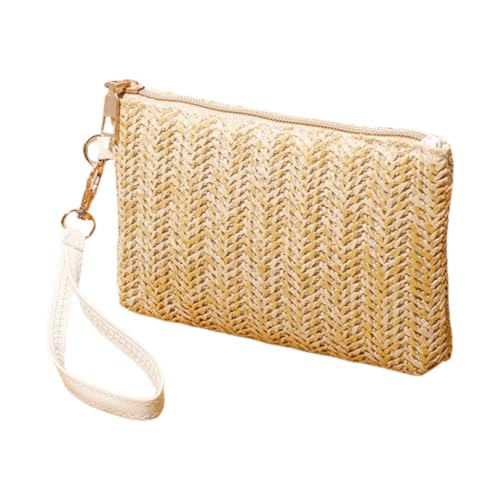 JinweiS Damen Strohtasche mit großer Kapazität, Schultertasche für Sommer, Strandurlaub, schickes Webdesign, 18 x 2 x 11 cm, helles Khaki JinweiS Damen Strohtasche mit großer Kapazität, Schultertasche für Sommer, Strandurlaub, schickes Webdesign, 18 x 2 x 11 cm, helles Khaki von JinweiS