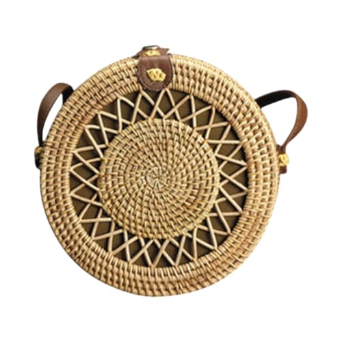 JinweiS Damen Strohtasche mit großer Kapazität, Schultertasche für Sommer, Strandurlaub, schickes Webdesign, 18 x 7,5 x 18 cm, Stil O von JinweiS