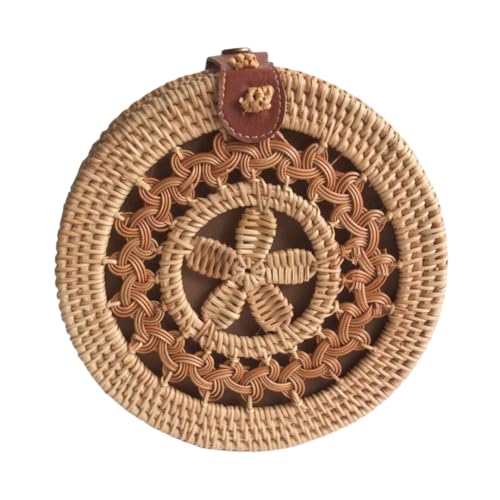 JinweiS Damen Strohtasche mit großer Kapazität, Schultertasche für Sommer, Strandurlaub, schickes Webdesign, 18 x 7,5 x 18 cm, Stil P von JinweiS