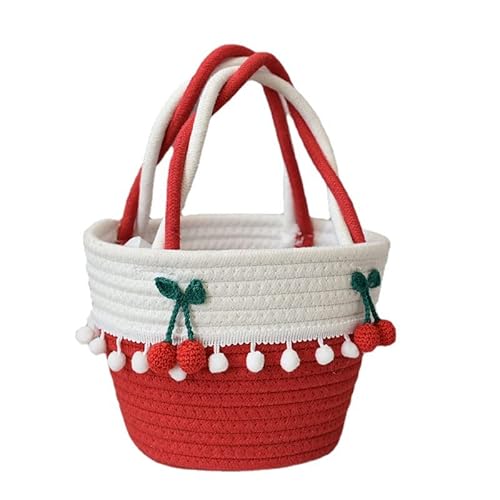 JinweiS Damen Strohtasche mit großer Kapazität, Schultertasche für Sommer, Strandurlaub, schickes Webdesign, 19 x 16 x 19 cm, Rot von JinweiS