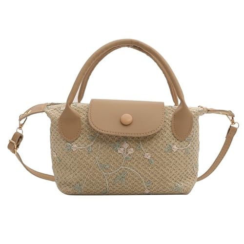 JinweiS Damen Strohtasche mit großer Kapazität, Schultertasche für Sommer, Strandurlaub, schickes Webdesign, 20,5 x 10 x 13,5 cm, Khaki A JinweiS Damen Strohtasche mit großer Kapazität, Schultertasche für Sommer, Strandurlaub, schickes Webdesign, 20,5 x 10 x 13,5 cm, Khaki A von JinweiS