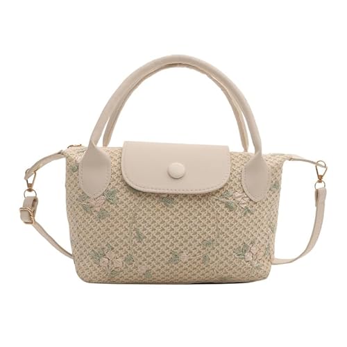 JinweiS Damen Strohtasche mit großer Kapazität, Schultertasche für Sommer, Strandurlaub, schickes Webdesign, 20,5 x 10 x 13,5 cm, Weiß A JinweiS Damen Strohtasche mit großer Kapazität, Schultertasche für Sommer, Strandurlaub, schickes Webdesign, 20,5 x 10 x 13,5 cm, Weiß A von JinweiS