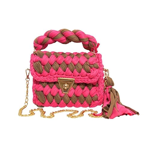 JinweiS Damen Strohtasche mit großer Kapazität, Schultertasche für Sommer, Strandurlaub, schickes Webdesign, 20 x 25 cm, C von JinweiS