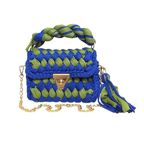 JinweiS Damen Strohtasche mit großer Kapazität, Schultertasche für Sommer, Strandurlaub, schickes Webdesign, 20 x 25 cm, D von JinweiS