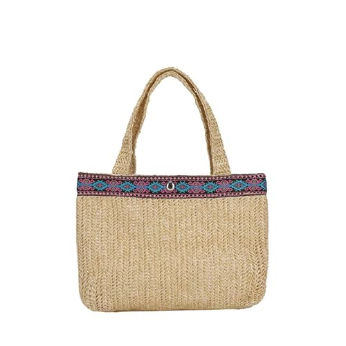 JinweiS Damen Strohtasche mit großer Kapazität, Schultertasche für Sommer, Strandurlaub, schickes Webdesign, 20 x 4 x 16 cm, Stil A von JinweiS