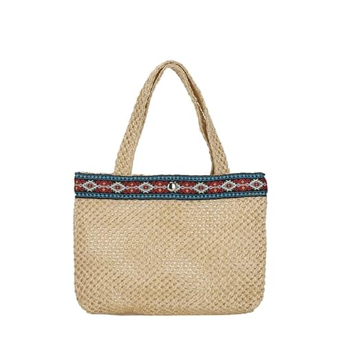 JinweiS Damen Strohtasche mit großer Kapazität, Schultertasche für Sommer, Strandurlaub, schickes Webdesign, 20 x 4 x 16 cm, Stil C von JinweiS