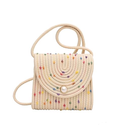 JinweiS Damen Strohtasche mit großer Kapazität, Schultertasche für Sommer, Strandurlaub, schickes Webdesign, 20 x 6,5 x 16 cm, Beige A von JinweiS