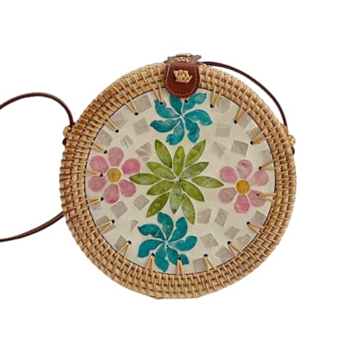 JinweiS Damen Strohtasche mit großer Kapazität, Schultertasche für Sommer, Strandurlaub, schickes Webdesign, 20 x 8 x 20 cm, Stil I von JinweiS