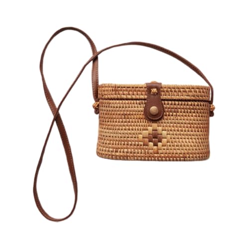 JinweiS Damen Strohtasche mit großer Kapazität, Schultertasche für Sommer, Strandurlaub, schickes Webdesign, 20 x 9 x 13 cm, Stil W von JinweiS