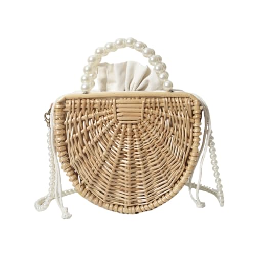 JinweiS Damen Strohtasche mit großer Kapazität, Schultertasche für Sommer, Strandurlaub, schickes Webdesign, 20 x 9 x 21 cm, Weiß JinweiS Damen Strohtasche mit großer Kapazität, Schultertasche für Sommer, Strandurlaub, schickes Webdesign, 20 x 9 x 21 cm, Weiß von JinweiS