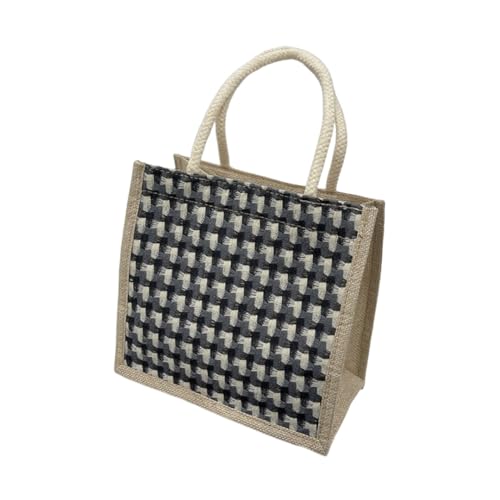 JinweiS Damen Strohtasche mit großer Kapazität, Schultertasche für Sommer, Strandurlaub, schickes Webdesign, 21 x 11 x 20 cm, Schwarz A von JinweiS