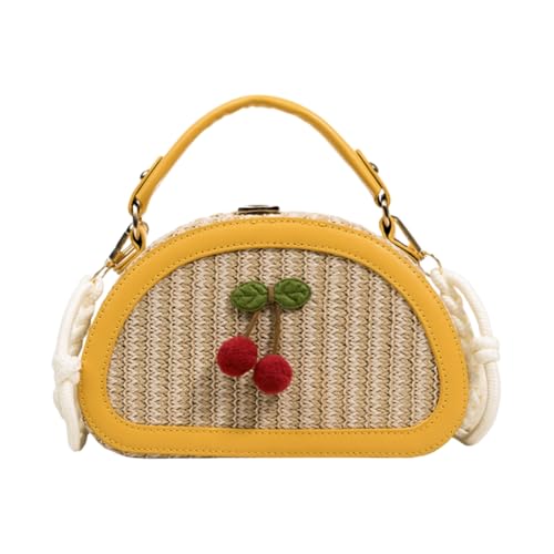 JinweiS Damen Strohtasche mit großer Kapazität, Schultertasche für Sommer, Strandurlaub, schickes Webdesign, 21 x 6 x 13 cm, Gelb JinweiS Damen Strohtasche mit großer Kapazität, Schultertasche für Sommer, Strandurlaub, schickes Webdesign, 21 x 6 x 13 cm, Gelb von JinweiS