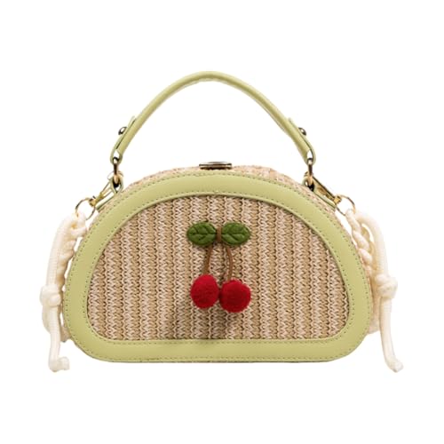 JinweiS Damen Strohtasche mit großer Kapazität, Schultertasche für Sommer, Strandurlaub, schickes Webdesign, 21 x 6 x 13 cm, Grün von JinweiS