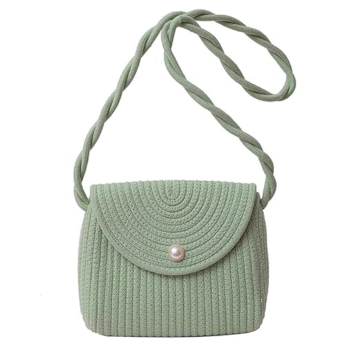 JinweiS Damen Strohtasche mit großer Kapazität, Schultertasche für Sommer, Strandurlaub, schickes Webdesign, 23 x 7 x 20 cm, Grün A von JinweiS