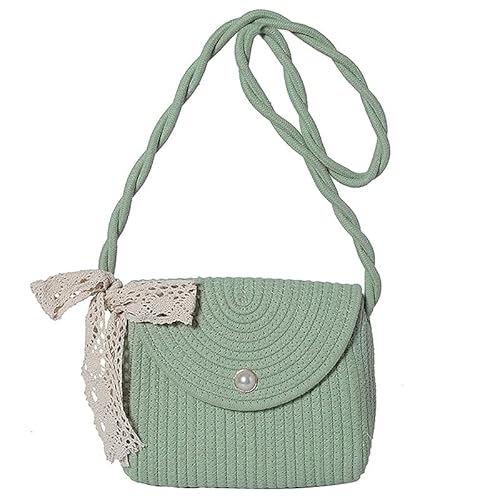 JinweiS Damen Strohtasche mit großer Kapazität, Schultertasche für Sommer, Strandurlaub, schickes Webdesign, 23 x 7 x 20 cm, Grün von JinweiS
