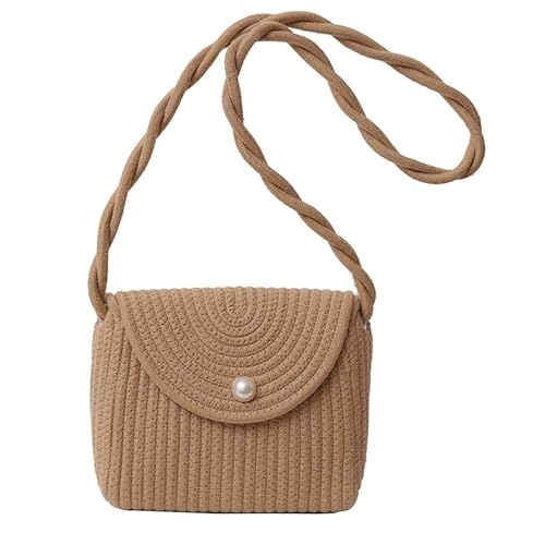 JinweiS Damen Strohtasche mit großer Kapazität, Schultertasche für Sommer, Strandurlaub, schickes Webdesign, 23 x 7 x 20 cm, Khaki A von JinweiS