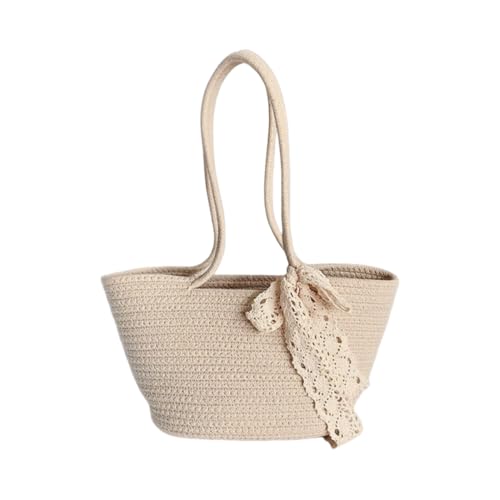 JinweiS Damen Strohtasche mit großer Kapazität, Schultertasche für Sommer, Strandurlaub, schickes Webdesign, 24 x 15 x 17 cm, Beige JinweiS Damen Strohtasche mit großer Kapazität, Schultertasche für Sommer, Strandurlaub, schickes Webdesign, 24 x 15 x 17 cm, Beige von JinweiS