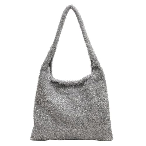JinweiS Damen Strohtasche mit großer Kapazität, Schultertasche für Sommer, Strandurlaub, schickes Webdesign, 25 x 5 x 17 cm, silberfarben JinweiS Damen Strohtasche mit großer Kapazität, Schultertasche für Sommer, Strandurlaub, schickes Webdesign, 25 x 5 x 17 cm, silberfarben von JinweiS