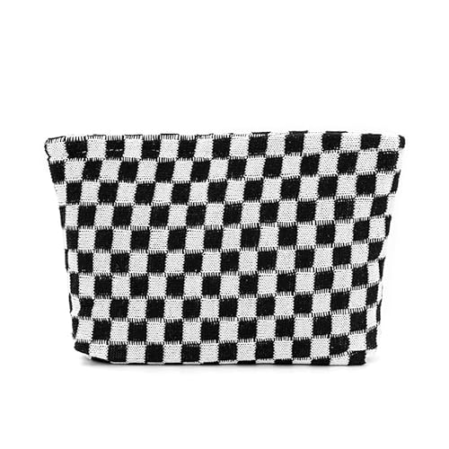 JinweiS Damen Strohtasche mit großer Kapazität, Schultertasche für Sommer, Strandurlaub, schickes Webdesign, 25 x 6,5 x 17 cm, Schwarz von JinweiS