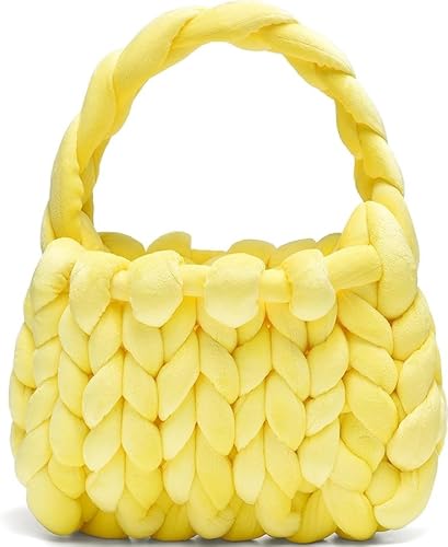 JinweiS Damen Strohtasche mit großer Kapazität, Schultertasche für Sommer, Strandurlaub, schickes Webdesign, 28 x 10 x 20 cm, Gelb JinweiS Damen Strohtasche mit großer Kapazität, Schultertasche für Sommer, Strandurlaub, schickes Webdesign, 28 x 10 x 20 cm, Gelb von JinweiS