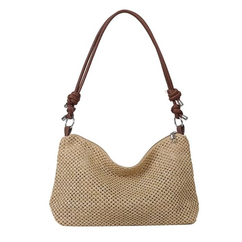 JinweiS Damen Strohtasche mit großer Kapazität, Schultertasche für Sommer, Strandurlaub, schickes Webdesign, 28 x 8,5 x 19 cm, Braun JinweiS Damen Strohtasche mit großer Kapazität, Schultertasche für Sommer, Strandurlaub, schickes Webdesign, 28 x 8,5 x 19 cm, Braun von JinweiS