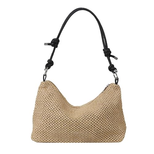 JinweiS Damen Strohtasche mit großer Kapazität, Schultertasche für Sommer, Strandurlaub, schickes Webdesign, 28 x 8,5 x 19 cm, Schwarz JinweiS Damen Strohtasche mit großer Kapazität, Schultertasche für Sommer, Strandurlaub, schickes Webdesign, 28 x 8,5 x 19 cm, Schwarz von JinweiS