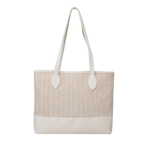 JinweiS Damen Strohtasche mit großer Kapazität, Schultertasche für Sommer, Strandurlaub, schickes Webdesign, 30,5 x 11,5 x 26,5 cm, Weiß JinweiS Damen Strohtasche mit großer Kapazität, Schultertasche für Sommer, Strandurlaub, schickes Webdesign, 30,5 x 11,5 x 26,5 cm, Weiß von JinweiS