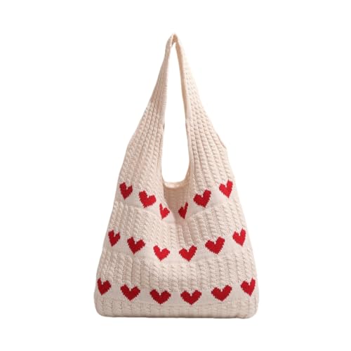 JinweiS Damen Strohtasche mit großer Kapazität, Schultertasche für Sommer, Strandurlaub, schickes Webdesign, 32,4 x 10 x 31 cm, Weiß von JinweiS