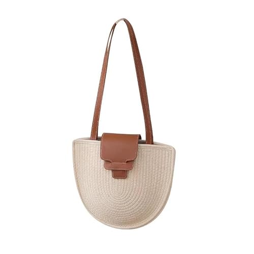 JinweiS Damen Strohtasche mit großer Kapazität, Schultertasche für Sommer, Strandurlaub, schickes Webdesign, 32 x 30 cm, Weiß JinweiS Damen Strohtasche mit großer Kapazität, Schultertasche für Sommer, Strandurlaub, schickes Webdesign, 32 x 30 cm, Weiß von JinweiS