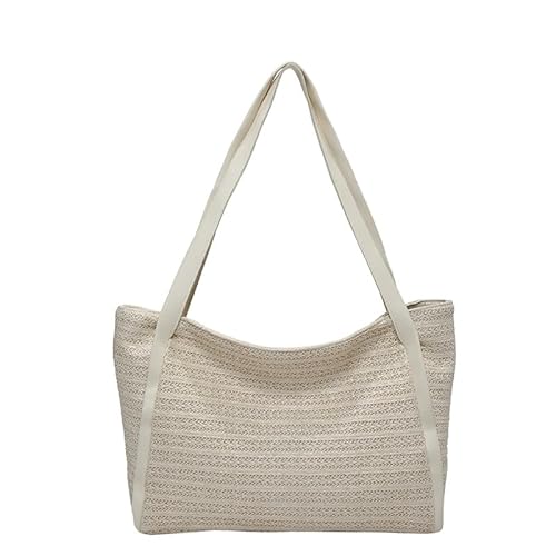 JinweiS Damen Strohtasche mit großer Kapazität, Schultertasche für Sommer, Strandurlaub, schickes Webdesign, 33,5 x 11 x 26,5 cm, Weiß JinweiS Damen Strohtasche mit großer Kapazität, Schultertasche für Sommer, Strandurlaub, schickes Webdesign, 33,5 x 11 x 26,5 cm, Weiß von JinweiS