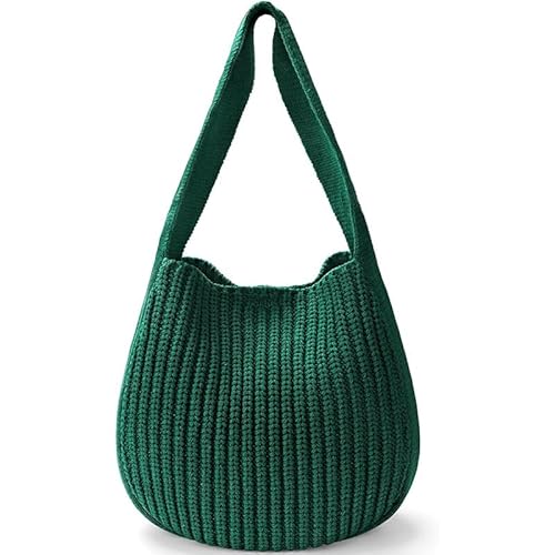 JinweiS Damen Strohtasche mit großer Kapazität, Schultertasche für Sommer, Strandurlaub, schickes Webdesign, 33 x 5 x 32 cm, Grün von JinweiS