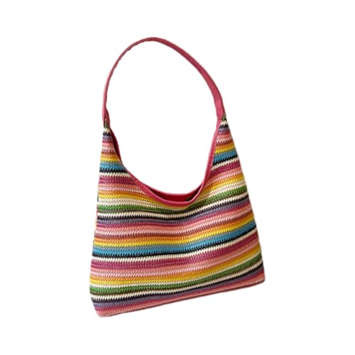 JinweiS Damen Strohtasche mit großer Kapazität, Schultertasche für Sommer, Strandurlaub, schickes Webdesign, 34 x 11 x 34 cm, Rosa JinweiS Damen Strohtasche mit großer Kapazität, Schultertasche für Sommer, Strandurlaub, schickes Webdesign, 34 x 11 x 34 cm, Rosa von JinweiS