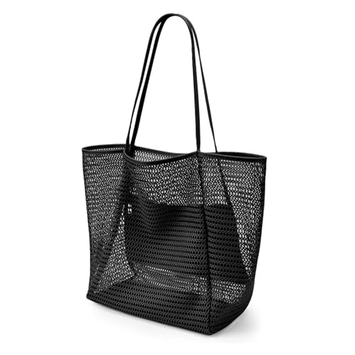 JinweiS Damen Strohtasche mit großer Kapazität, Schultertasche für Sommer, Strandurlaub, schickes Webdesign, 35 x 16 x 37 cm, Schwarz JinweiS Damen Strohtasche mit großer Kapazität, Schultertasche für Sommer, Strandurlaub, schickes Webdesign, 35 x 16 x 37 cm, Schwarz von JinweiS