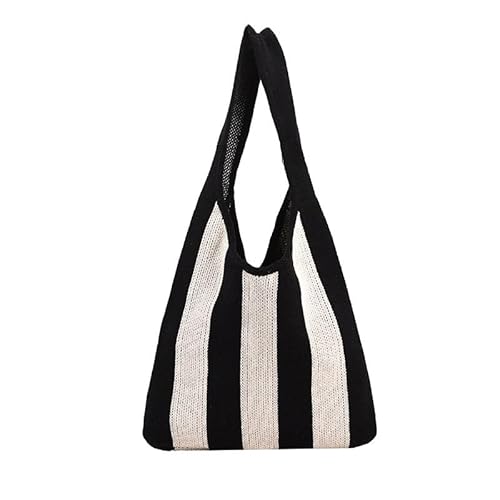 JinweiS Damen Strohtasche mit großer Kapazität, Schultertasche für Sommer, Strandurlaub, schickes Webdesign, 37 x 1 x 29 cm, Schwarz JinweiS Damen Strohtasche mit großer Kapazität, Schultertasche für Sommer, Strandurlaub, schickes Webdesign, 37 x 1 x 29 cm, Schwarz von JinweiS