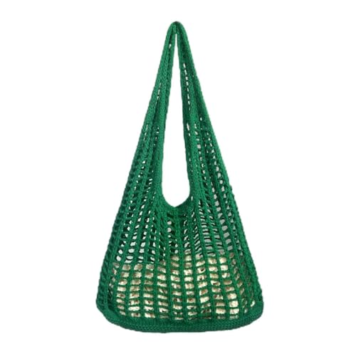 JinweiS Damen Strohtasche mit großer Kapazität, Schultertasche für Sommer, Strandurlaub, schickes Webdesign, 38 x 2 x 30 cm, Grün von JinweiS