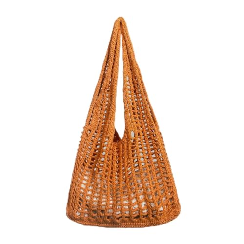 JinweiS Damen Strohtasche mit großer Kapazität, Schultertasche für Sommer, Strandurlaub, schickes Webdesign, 38 x 2 x 30 cm, Orange von JinweiS