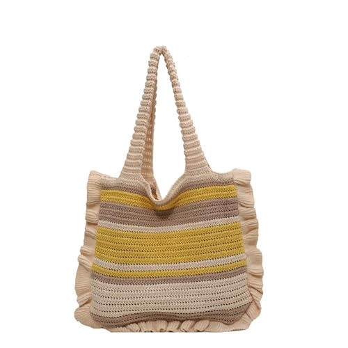 JinweiS Damen Strohtasche mit großer Kapazität, Schultertasche für Sommer, Strandurlaub, schickes Webdesign, 38 x 7 x 33 cm, Weiß JinweiS Damen Strohtasche mit großer Kapazität, Schultertasche für Sommer, Strandurlaub, schickes Webdesign, 38 x 7 x 33 cm, Weiß von JinweiS