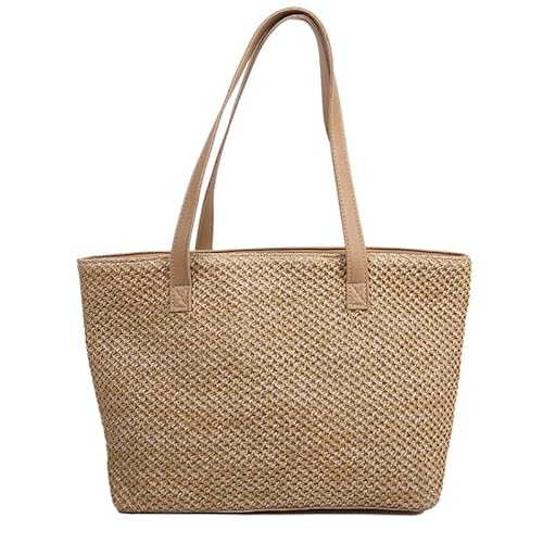 JinweiS Damen Strohtasche mit großer Kapazität, Schultertasche für Sommer, Strandurlaub, schickes Webdesign, 40,5 x 13 x 25,5 cm, Khaki C JinweiS Damen Strohtasche mit großer Kapazität, Schultertasche für Sommer, Strandurlaub, schickes Webdesign, 40,5 x 13 x 25,5 cm, Khaki C von JinweiS