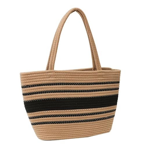 JinweiS Damen Strohtasche mit großer Kapazität, Schultertasche für Sommer, Strandurlaub, schickes Webdesign, 40 x 10 x 25 cm, Khaki JinweiS Damen Strohtasche mit großer Kapazität, Schultertasche für Sommer, Strandurlaub, schickes Webdesign, 40 x 10 x 25 cm, Khaki von JinweiS