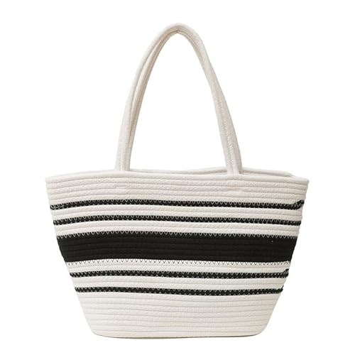 JinweiS Damen Strohtasche mit großer Kapazität, Schultertasche für Sommer, Strandurlaub, schickes Webdesign, 40 x 10 x 25 cm, Weiß JinweiS Damen Strohtasche mit großer Kapazität, Schultertasche für Sommer, Strandurlaub, schickes Webdesign, 40 x 10 x 25 cm, Weiß von JinweiS
