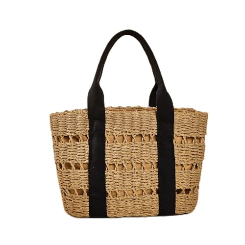 JinweiS Damen Strohtasche mit großer Kapazität, Schultertasche für Sommer, Strandurlaub, schickes Webdesign, 40 x 16 x 23 cm, -Kahki JinweiS Damen Strohtasche mit großer Kapazität, Schultertasche für Sommer, Strandurlaub, schickes Webdesign, 40 x 16 x 23 cm, -Kahki von JinweiS