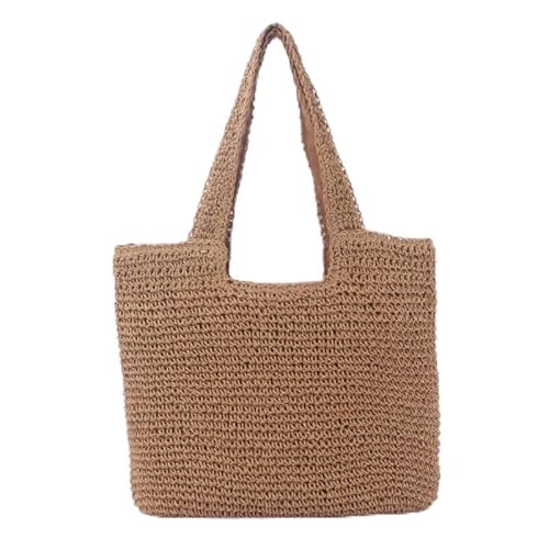 JinweiS Damen Strohtasche mit großer Kapazität, Schultertasche für Sommer, Strandurlaub, schickes Webdesign, 40 x 32 cm, Khaki JinweiS Damen Strohtasche mit großer Kapazität, Schultertasche für Sommer, Strandurlaub, schickes Webdesign, 40 x 32 cm, Khaki von JinweiS