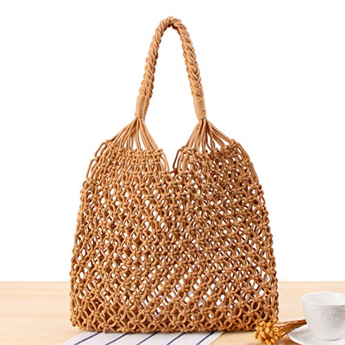 JinweiS Damen Strohtasche mit großer Kapazität, Schultertasche für Sommer, Strandurlaub, schickes Webdesign, 44 x 1 x 38 cm, Braun JinweiS Damen Strohtasche mit großer Kapazität, Schultertasche für Sommer, Strandurlaub, schickes Webdesign, 44 x 1 x 38 cm, Braun von JinweiS