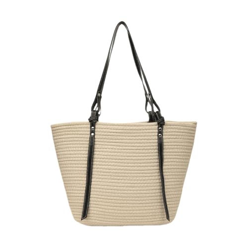JinweiS Damen Strohtasche mit großer Kapazität, Schultertasche für Sommer, Strandurlaub, schickes Webdesign, 44 x 12 x 28 cm, B von JinweiS