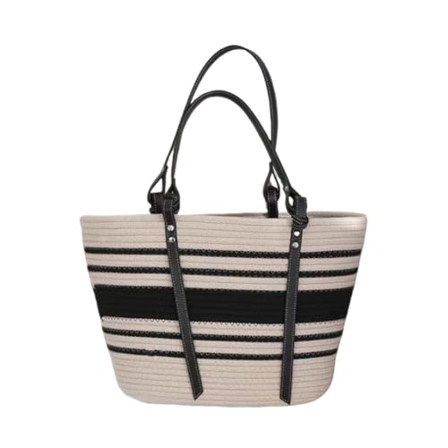 JinweiS Damen Strohtasche mit großer Kapazität, Schultertasche für Sommer, Strandurlaub, schickes Webdesign, 44 x 12 x 28 cm JinweiS Damen Strohtasche mit großer Kapazität, Schultertasche für Sommer, Strandurlaub, schickes Webdesign, 44 x 12 x 28 cm von JinweiS